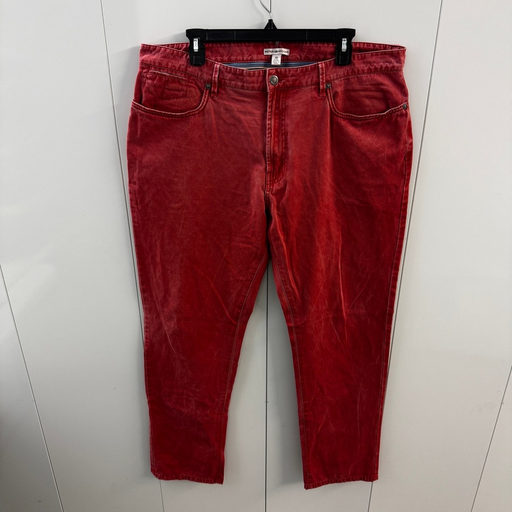 Peter Millar Mens 38 Red Pima Cotton Stretch 5 Pocket Straight Leg Pants